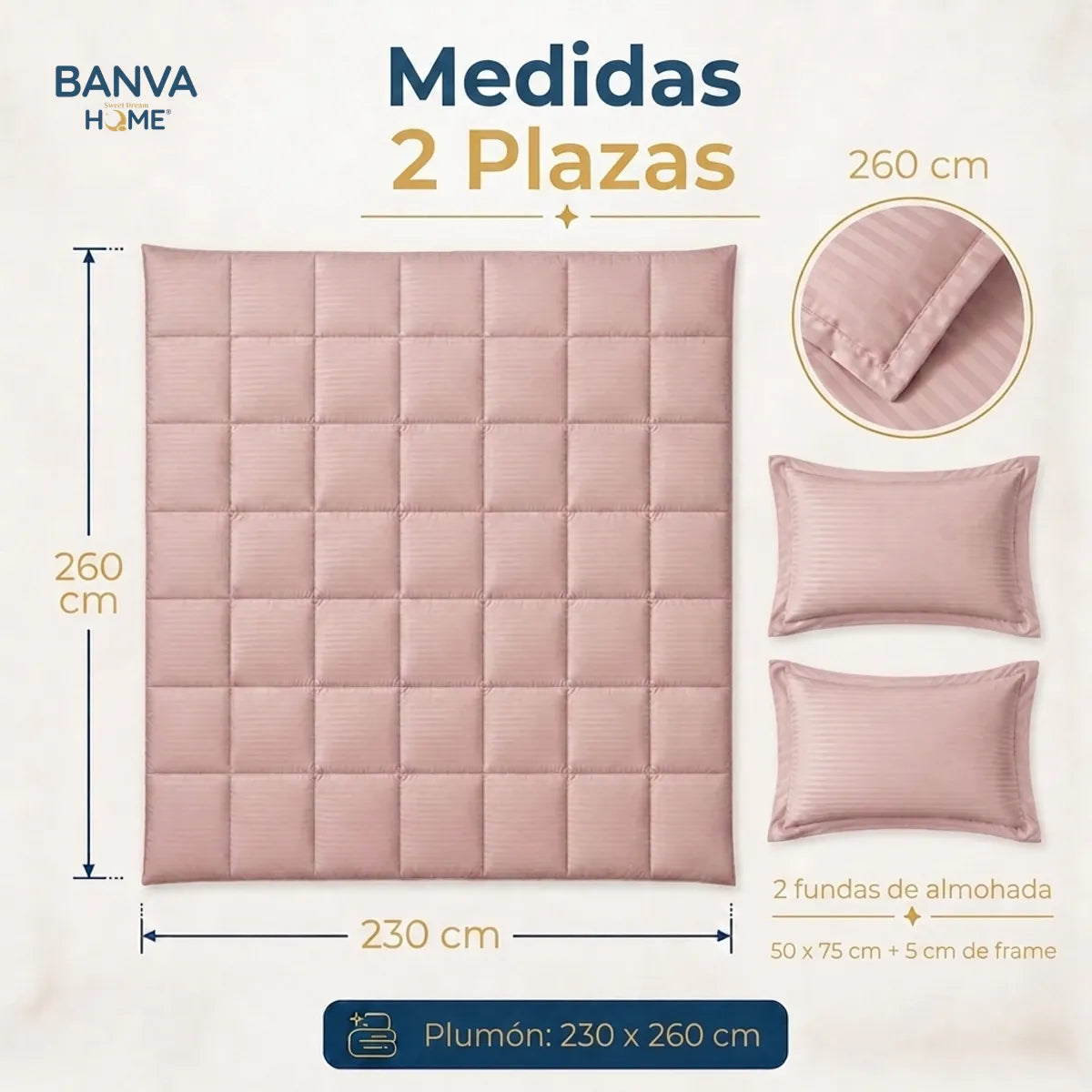 Plumón Valencia Embossed Rosa 2 Plazas