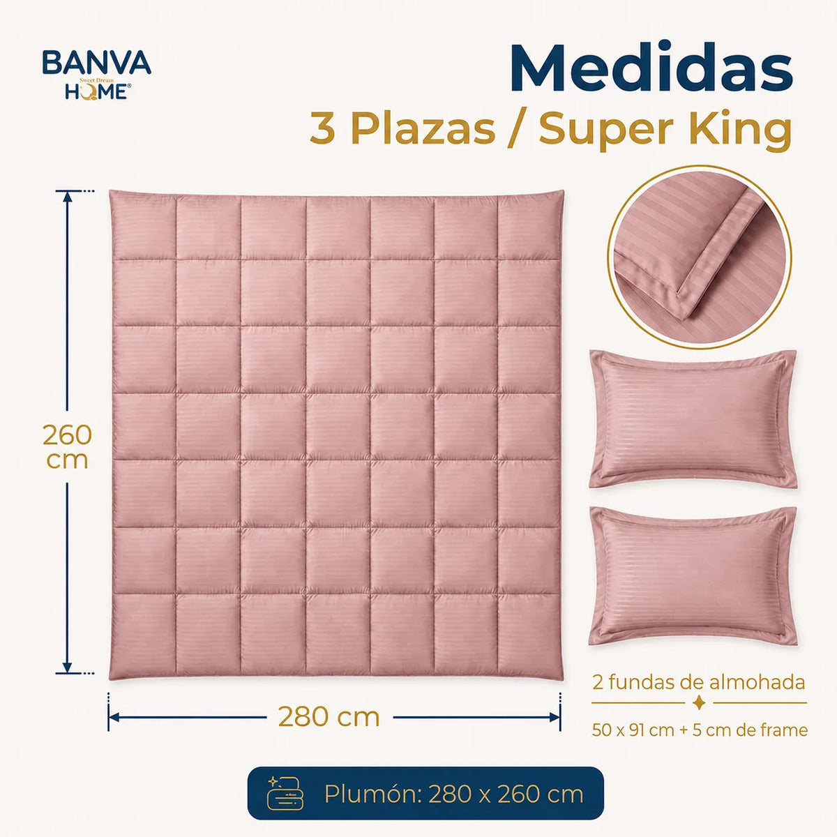 Plumón Valencia Embossed Rosa Súper King