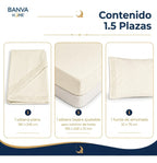 Juego Sábana Illusions 180 Hilos Broderie Liso 1.5 Plazas Beige Ivory