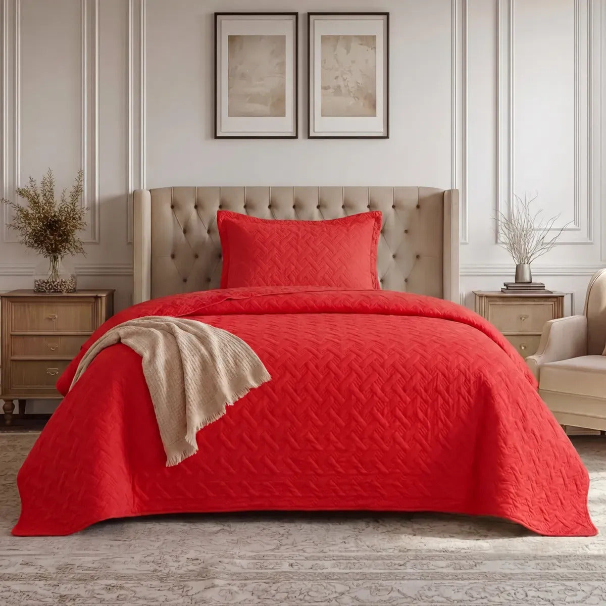 Quilt Bicolor 1.5 Plazas Red