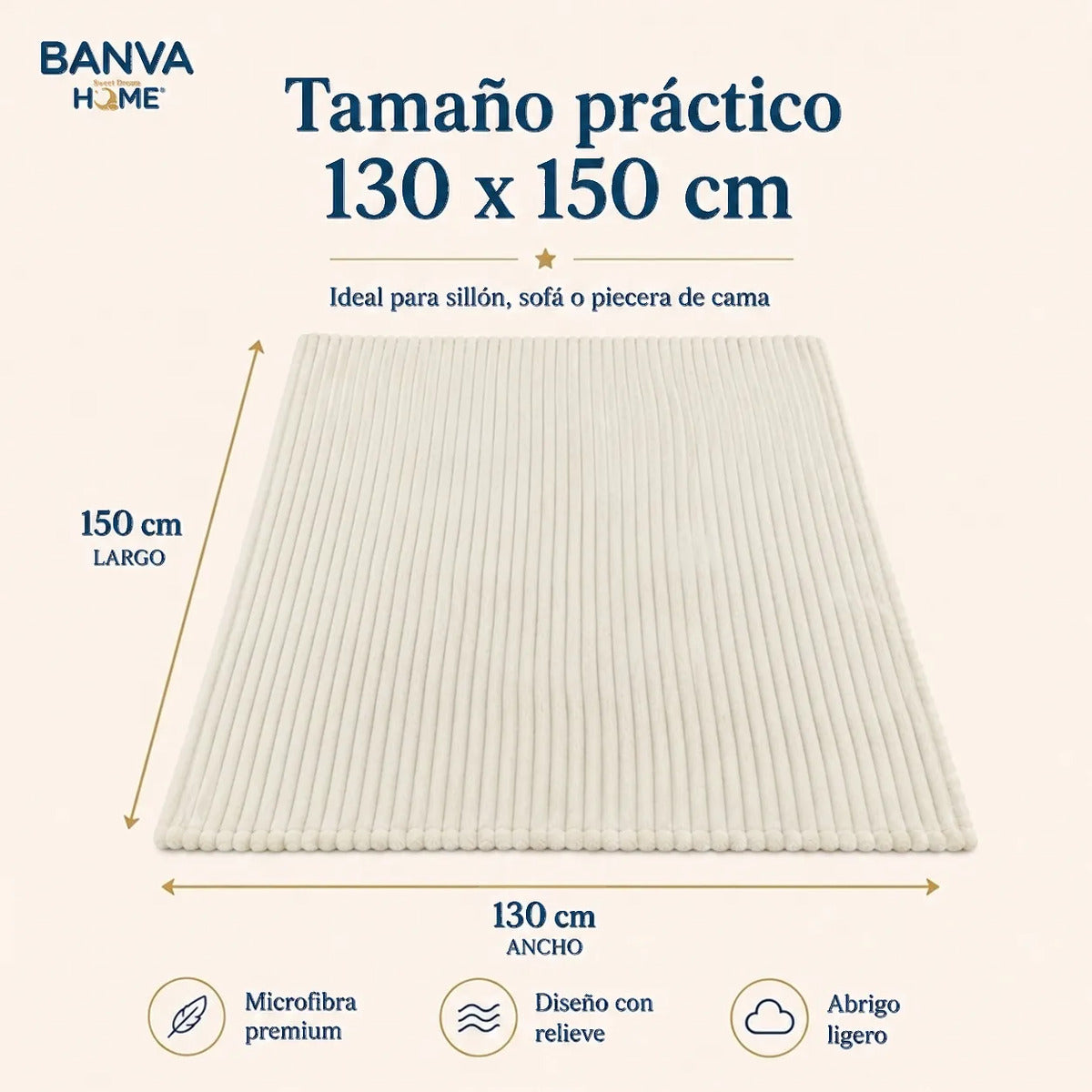 Manta Illusions Flannel Relieve Crema 150x130 500gr