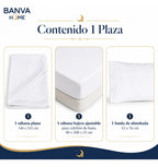 Juego Sábana Illusions 180 Hilos Broderie Liso 1 Plaza Blanco