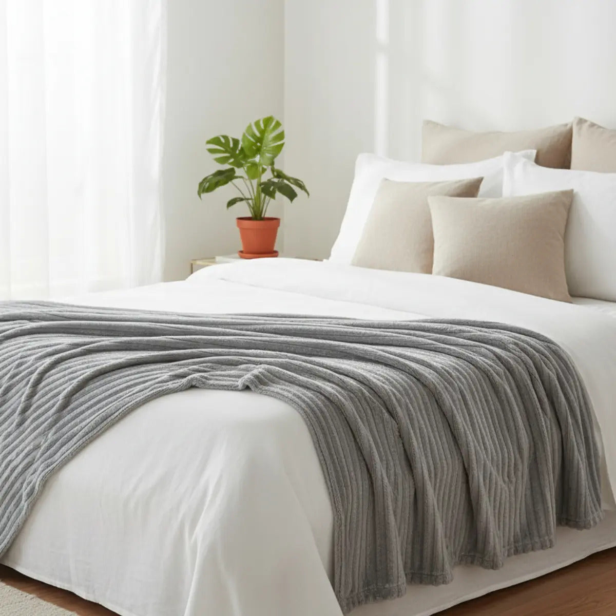 Manta Illusions Flannel Relieve Gris 150x130 500gr