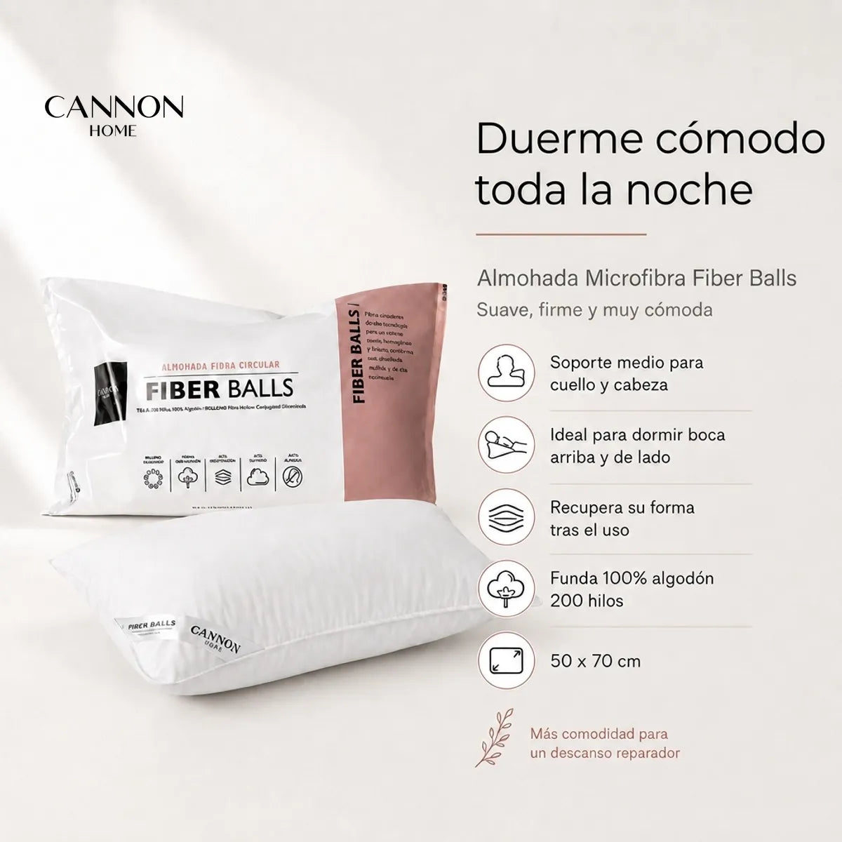Almohada Cannon 50x70