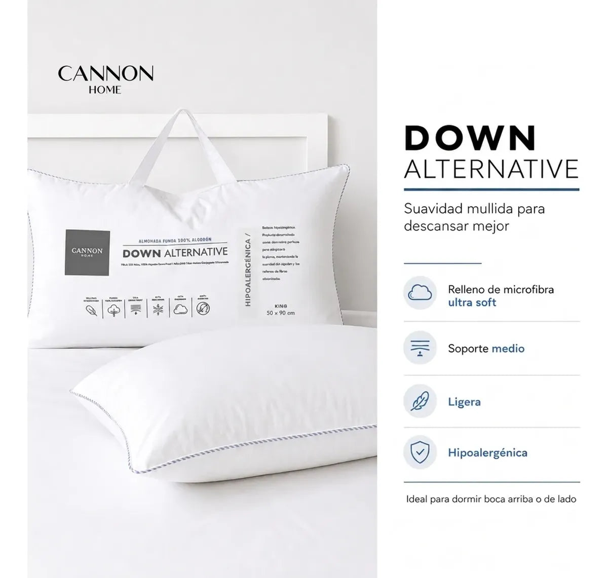 Almohadas Cannon 50 X 90 Down Alternative Blanco