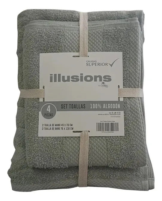 Juego 4 Toalla Illusions Sage 400gr