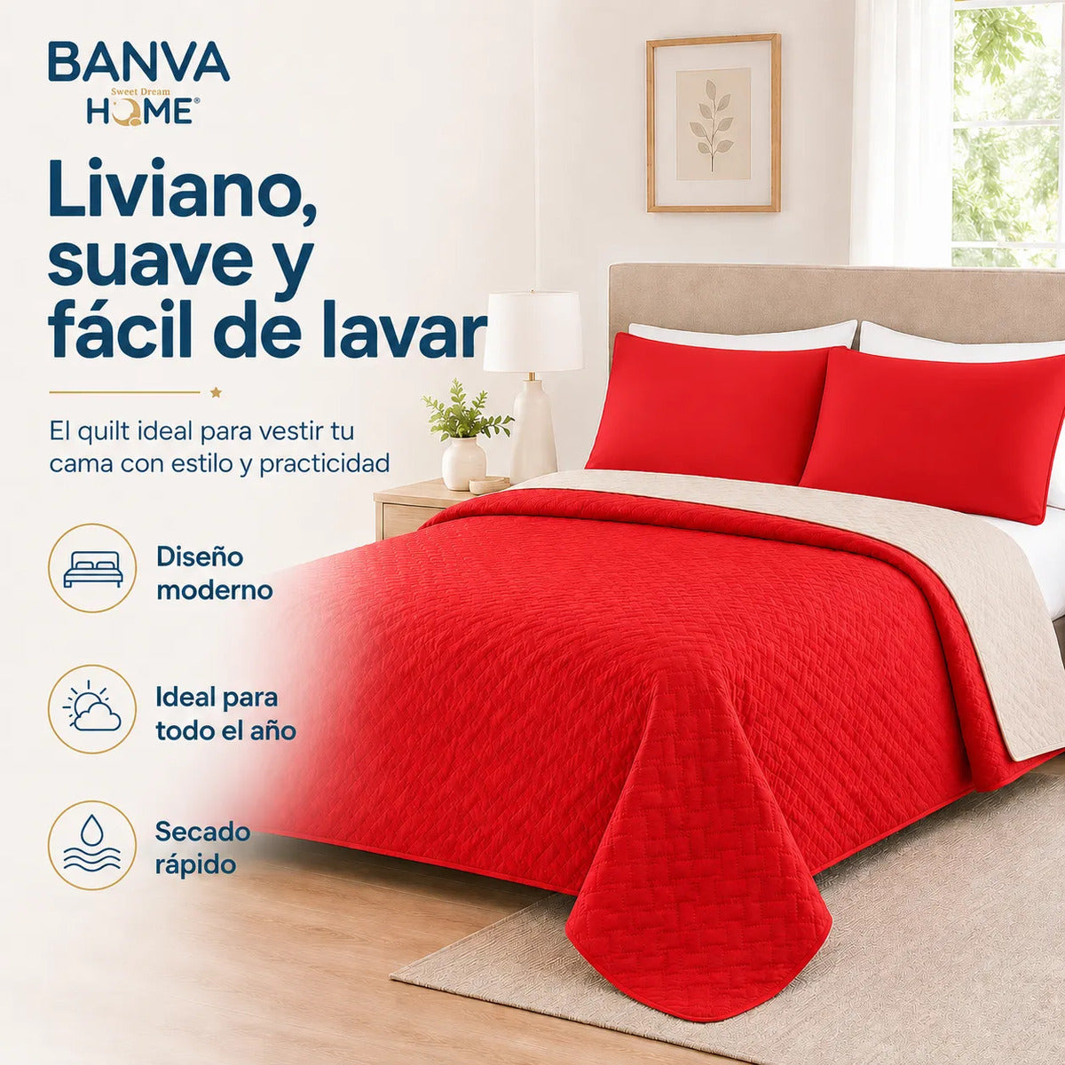 Quilt Bicolor King Red