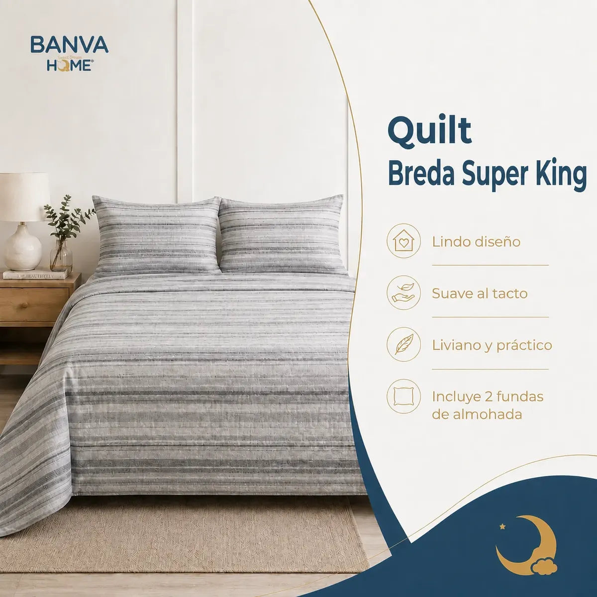 Quilt Breda Súper King Gris