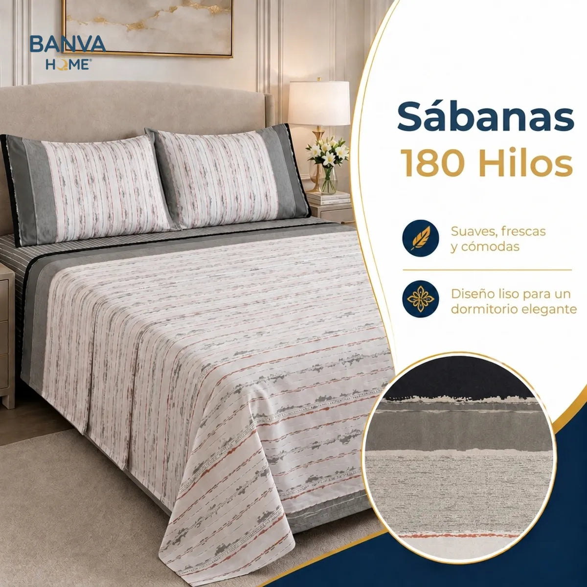 Juego Sábana Illusions 180 Hilos Golet King