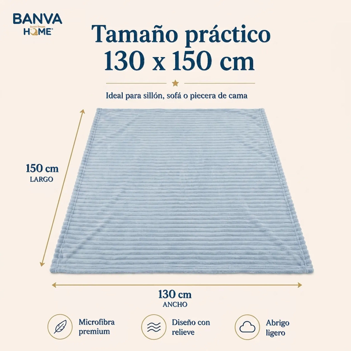 Manta Illusions Flannel Relieve Celeste 150x130 500gr