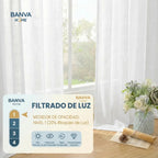 Set Cortinas Velo Lino Liso Blanco