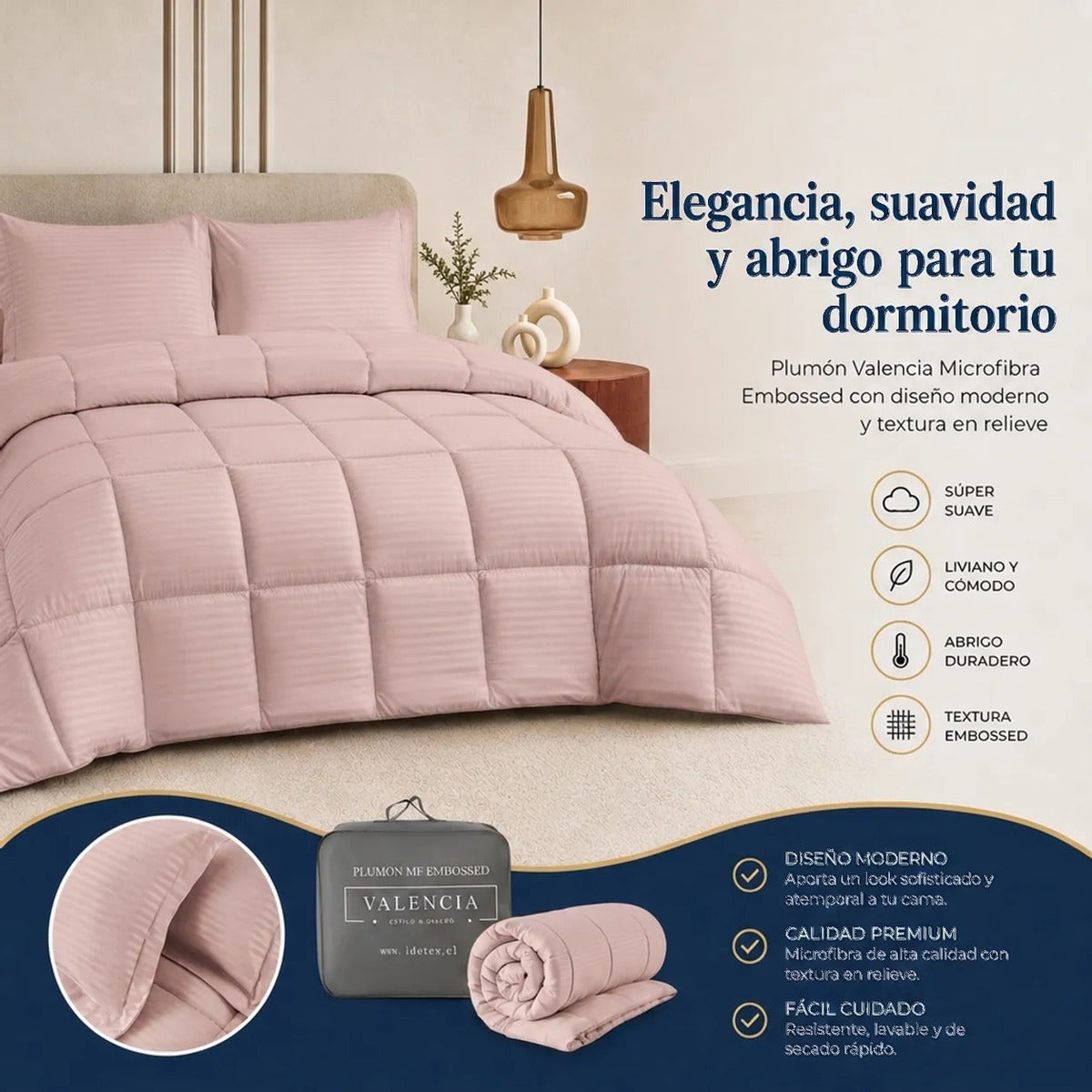 Plumón Valencia Embossed Rosa King