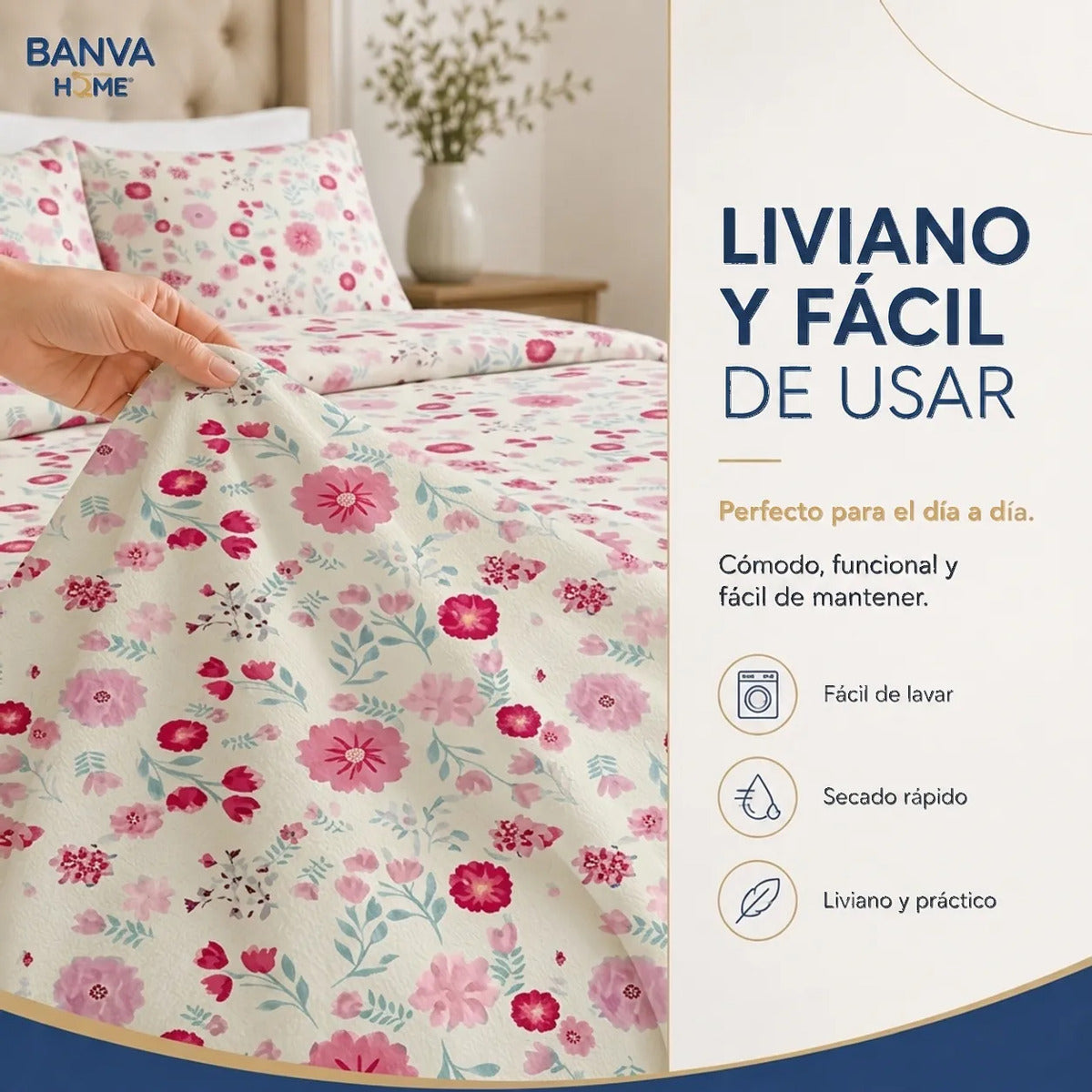 Quilt Bruselas 1.5 Plazas Flowers