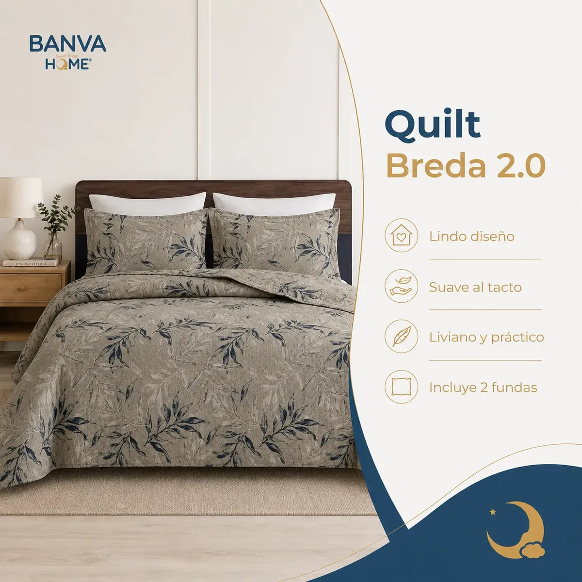 Quilt Breda 2 Plazas Beige