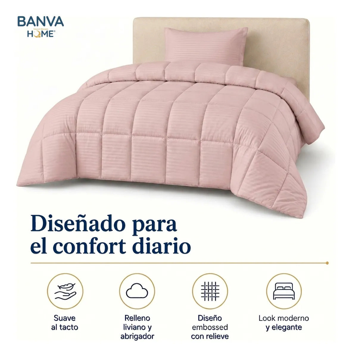 Plumón Valencia Embossed Rosa 1.5 Plazas