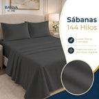 Juego Sábana Illusions 144 Hilos Liso King Negro