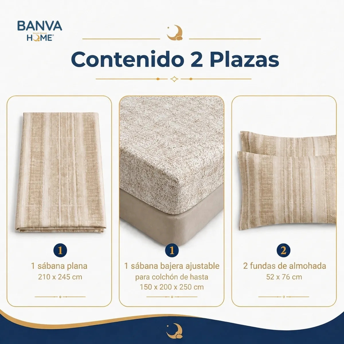 Juego Sábana Illusions 144 Hilos Liso 2 Plazas Loira