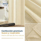 Set Cortinas Velo Lino Liso Beige