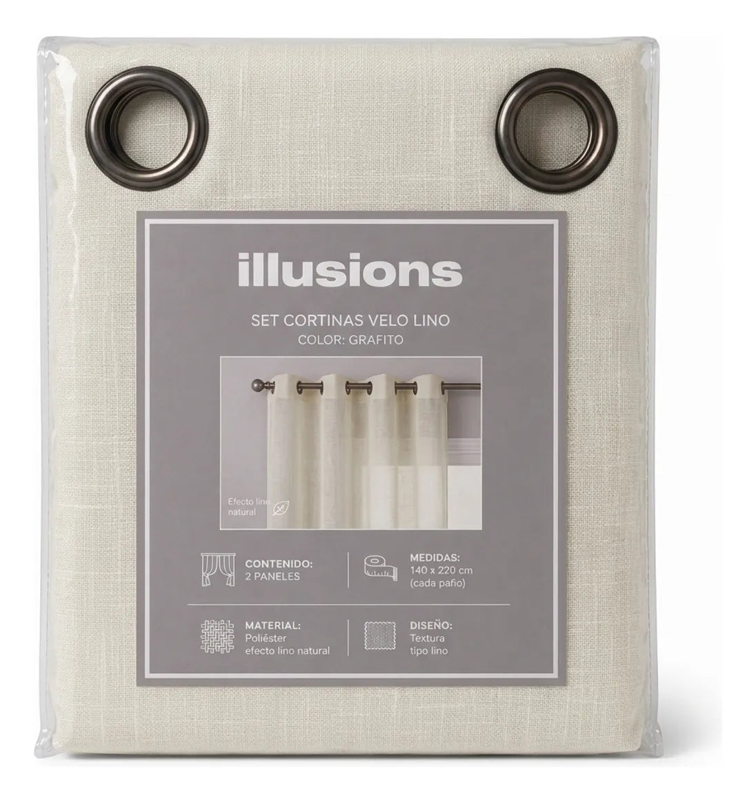 Set Cortinas Velo Lino Liso Beige