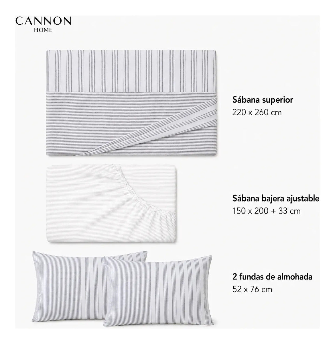 Juego 2 Sábana Cannon 200 Hilos 2 Plazas Noir