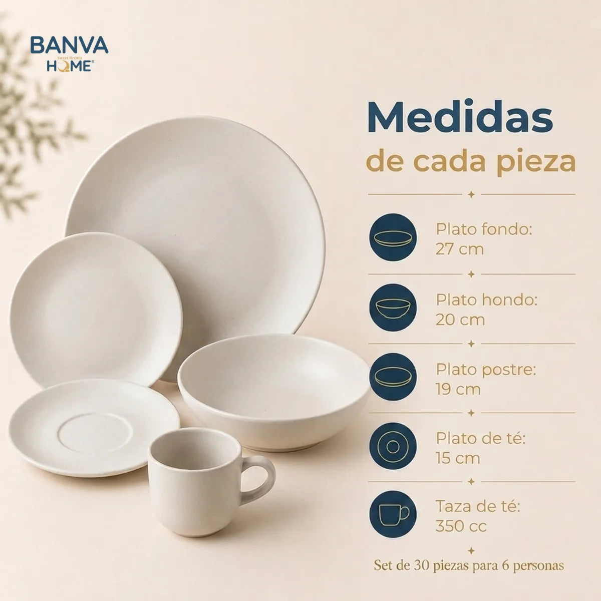 Juego Set Vajilla STW 30pzas Beige