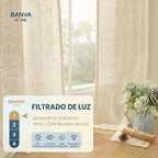 Set Cortinas Velo Lino Liso Beige