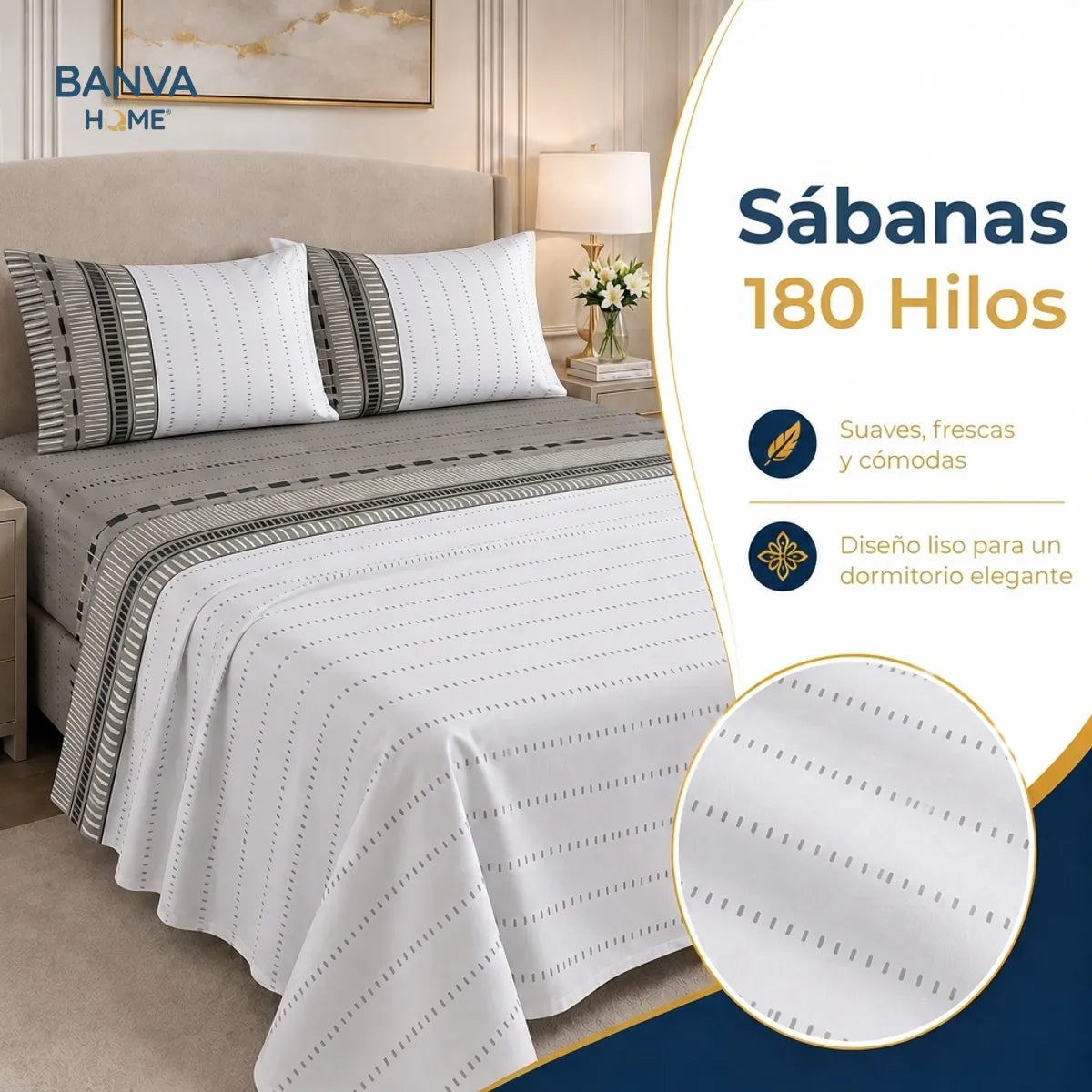 Juego Sábana Illusions 180 Hilos Bursa 2 Plazas