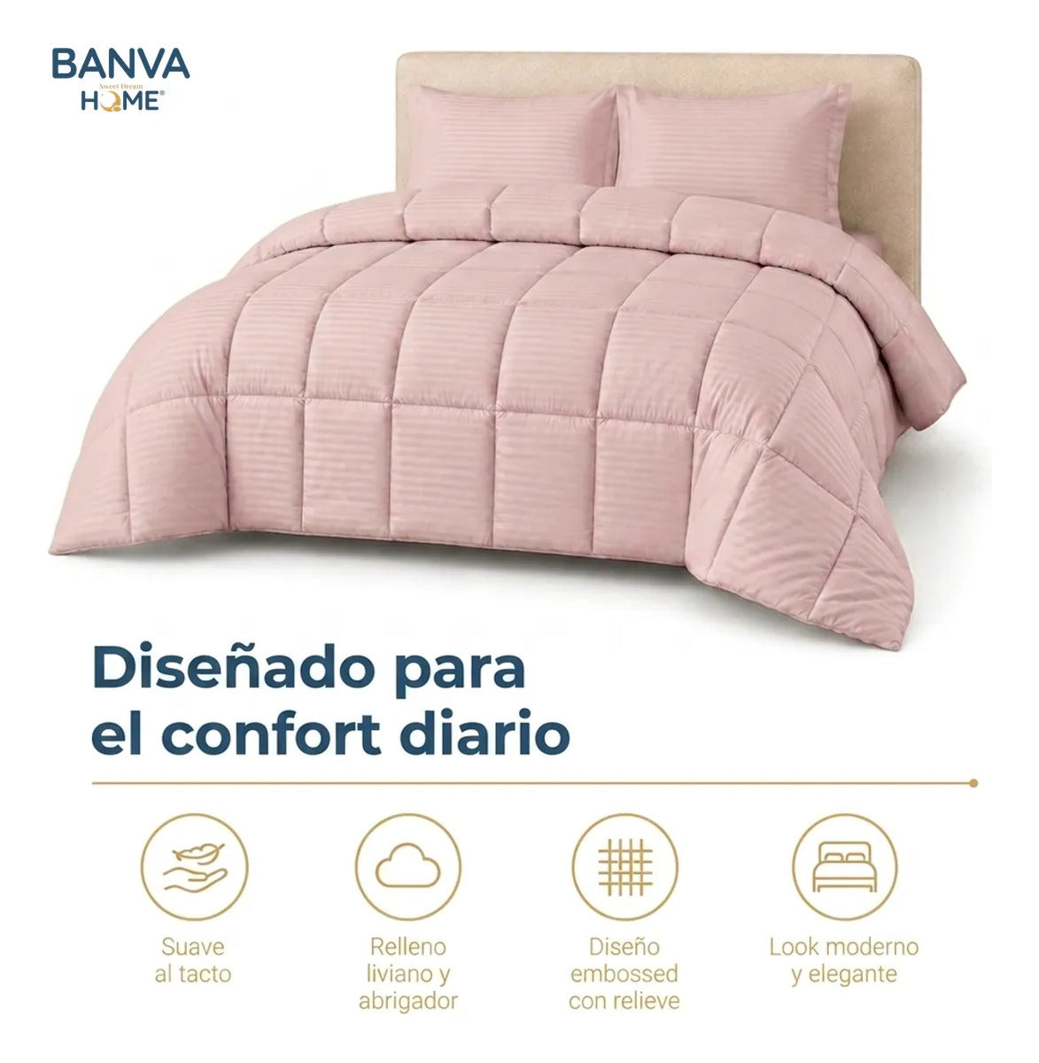 Plumón Valencia Embossed Rosa 2 Plazas