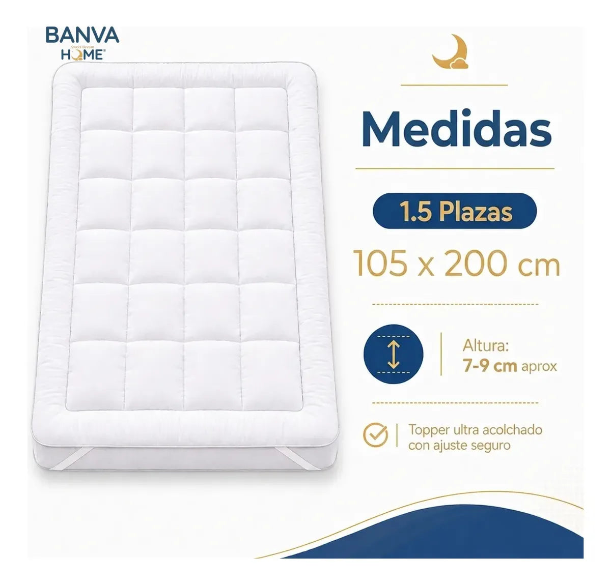 Topper Illusions 1.5 Plazas Blanco