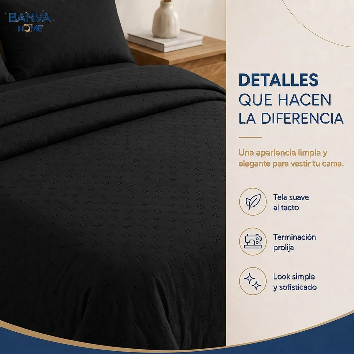 Quilt Roma 2 Plazas Negro