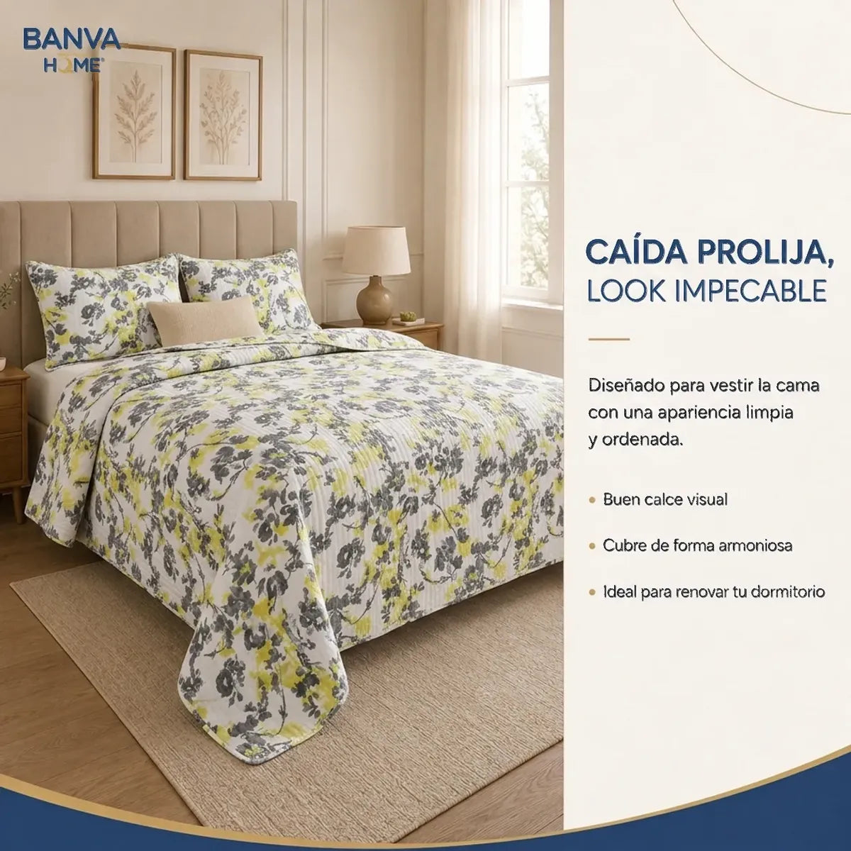 Quilt Bruselas 2 Plazas Amarillo