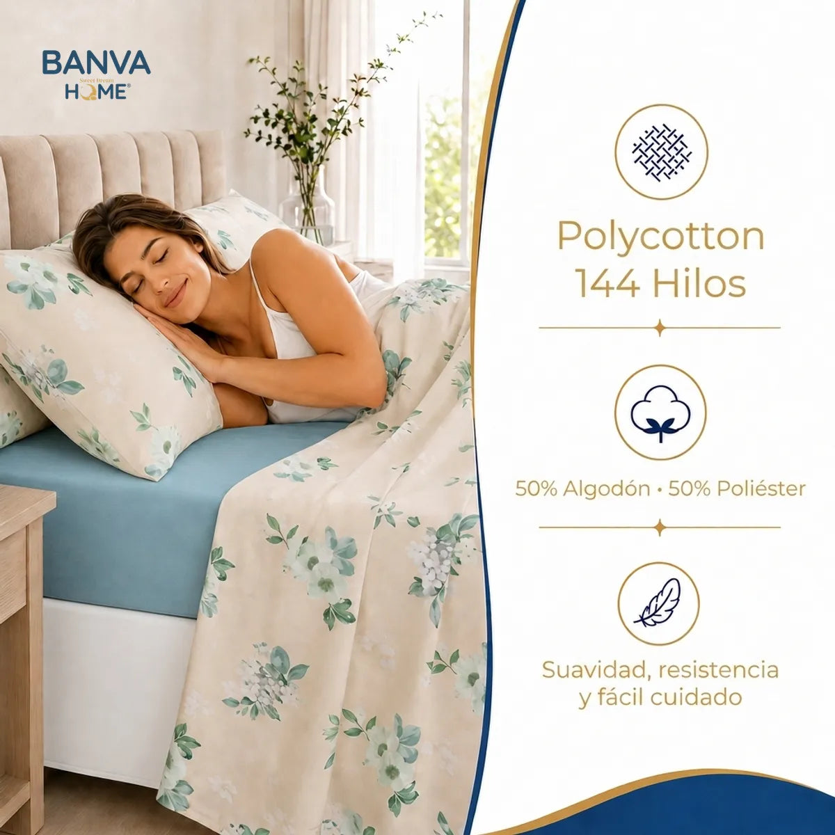Juego Sábana Valencia 144 Hilos 2 Plazas Garden