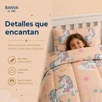 Plumón Infantil Unicornio Rosa Claro