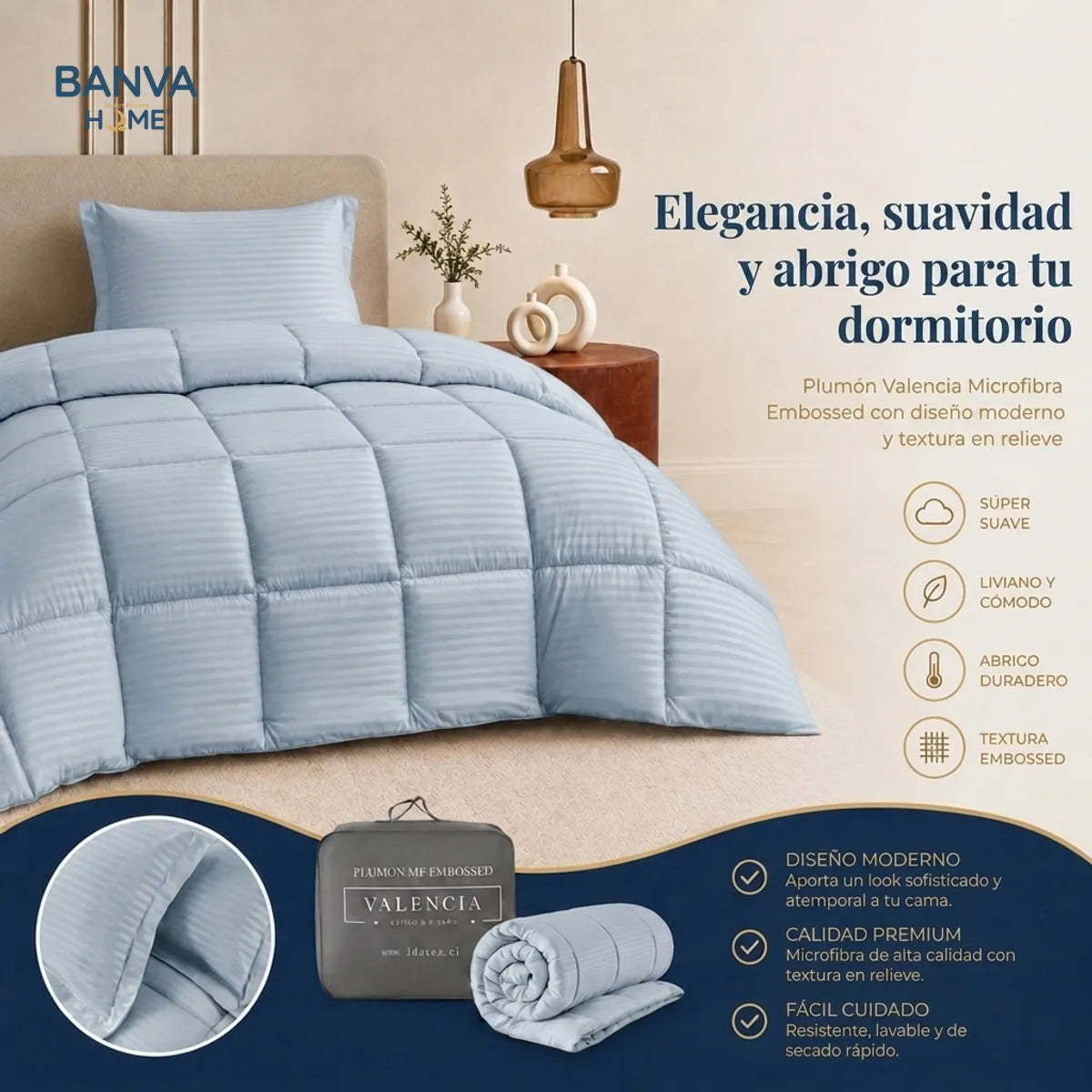 Plumón Valencia Embossed Sky 1.5 Plazas