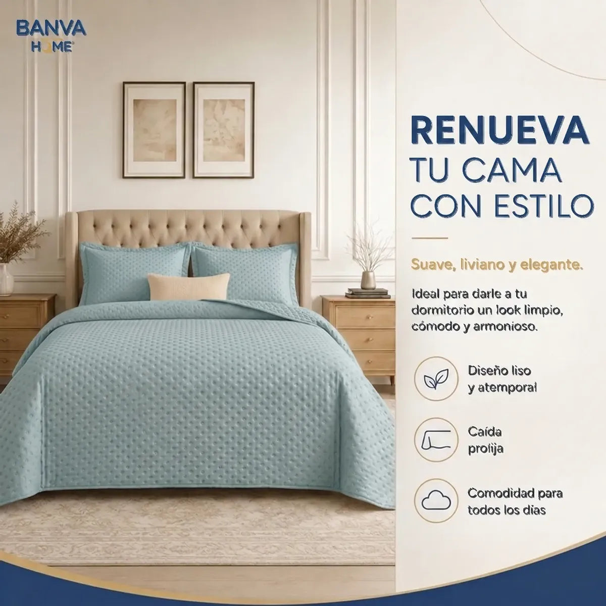 Quilt Atenas 2 Plazas Aqua