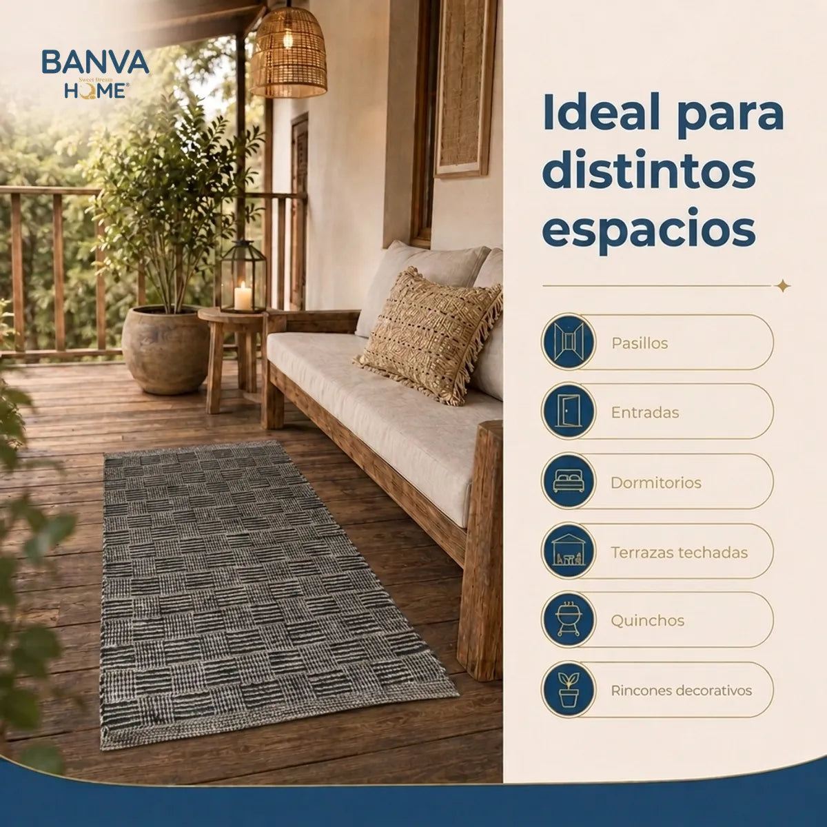 Jute Fibra Natural Tibet Negro 60x90