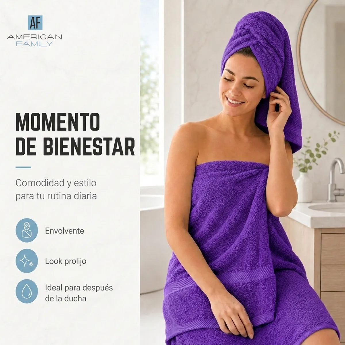 Juego Toalla American Family Violeta 350gr