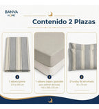 Juego Sábana Illusions 144 Hilos Liso 2 Plazas Kenof Gris