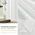 Set Cortinas Velo Lino Liso Blanco