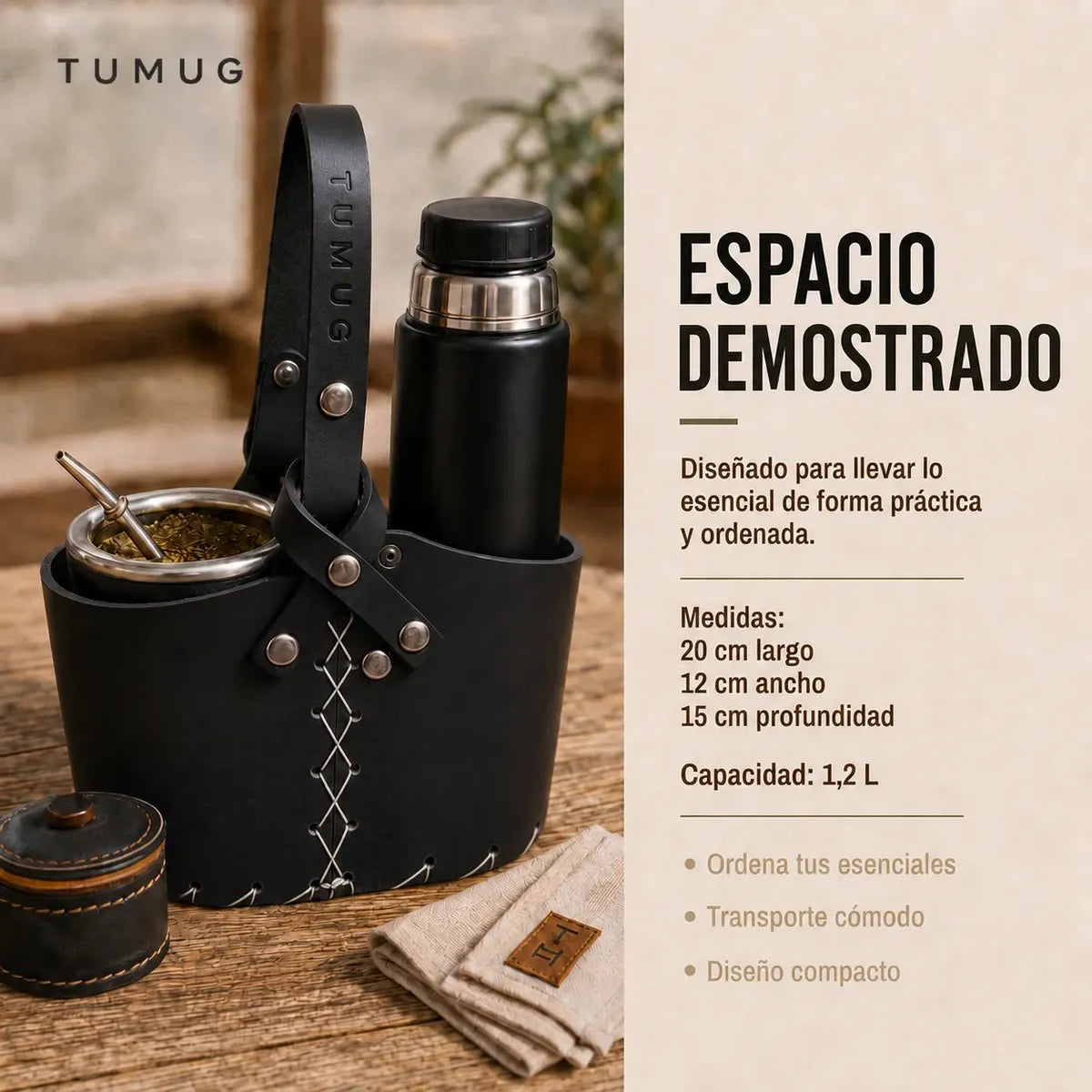Bolso Matero Negro 2 Compartimientos Chico