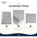 Juego Sábana Illusions 180 Hilos Broderie Liso 1 Plaza Gris