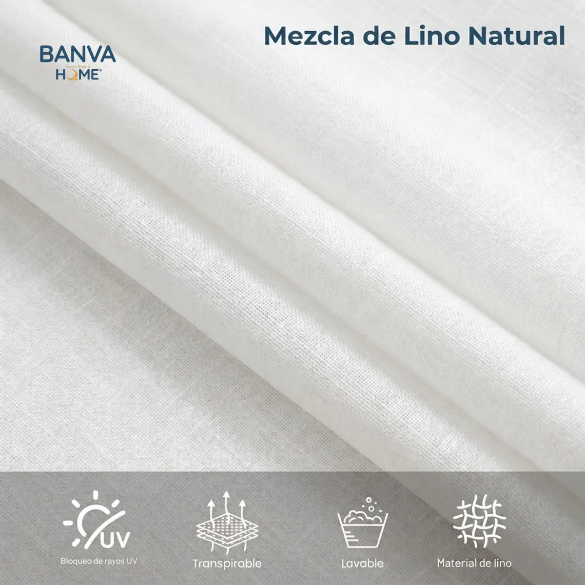 Set Cortinas Velo Lino Liso Blanco