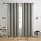 Set Cortinas Black Out Liso Gris Oscuro 140x220