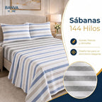 Juego Sábana Valencia 144 Hilos 2 Plazas Naim