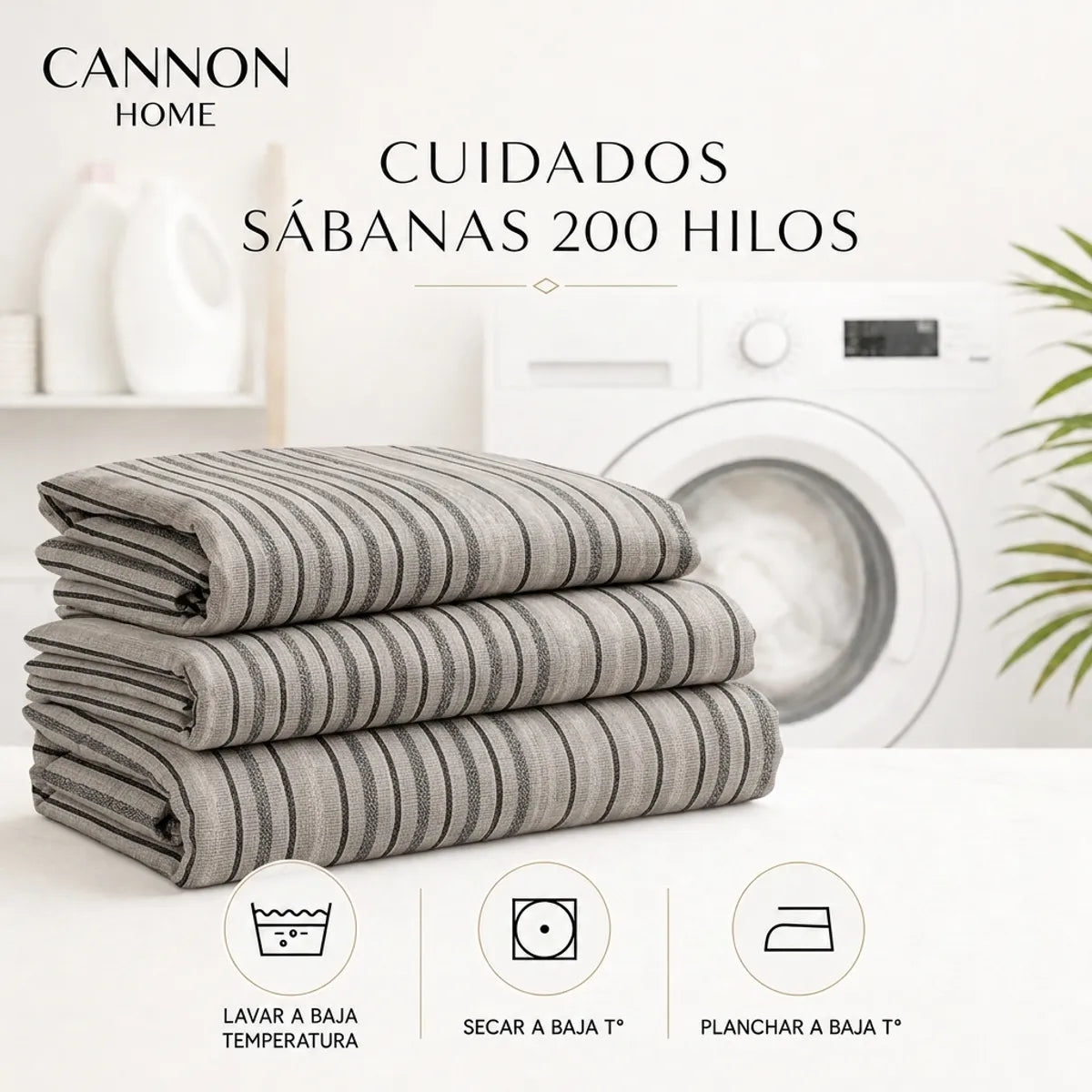 Juego Sábana Cannon 200 Hilos Rayas 2 Plazas Rayado