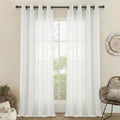Set Cortinas Velo Lino Liso Blanco