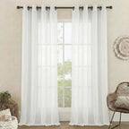 Set Cortinas Velo Lino Liso Blanco