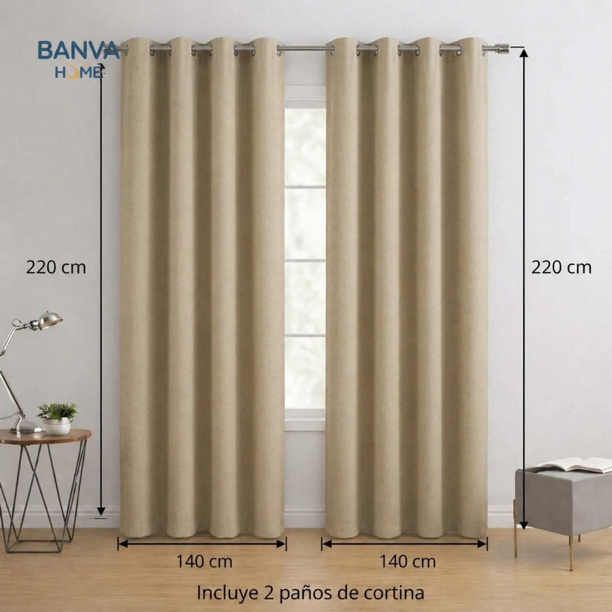 Set Cortinas Black Out Beige 140x220
