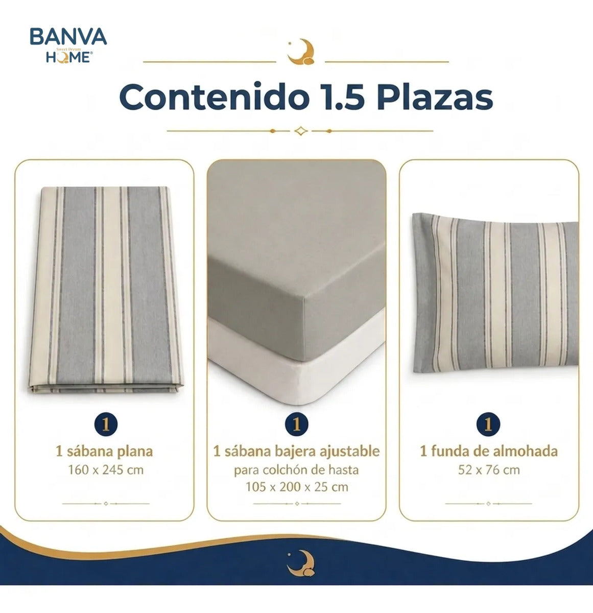 Juego Sábana Illusions 144 Hilos Liso 1.5 Plazas Kenof Gris
