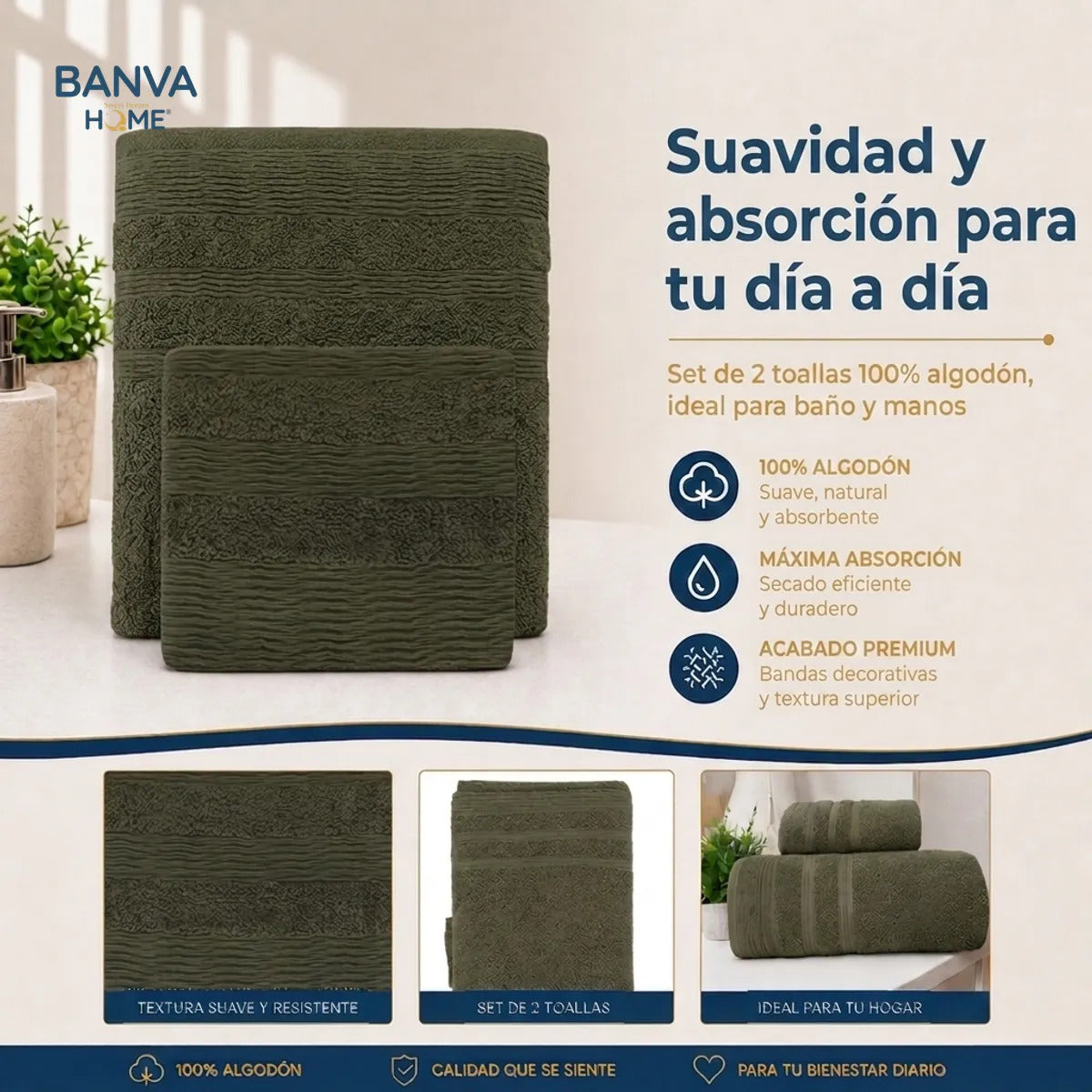 Juego Toalla 500g Verde